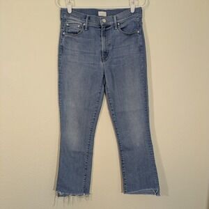 MOTHER Insider Crop Step Fray‎ Jeans 29 One Smart Cookie Mid Blue Wash Made USA
